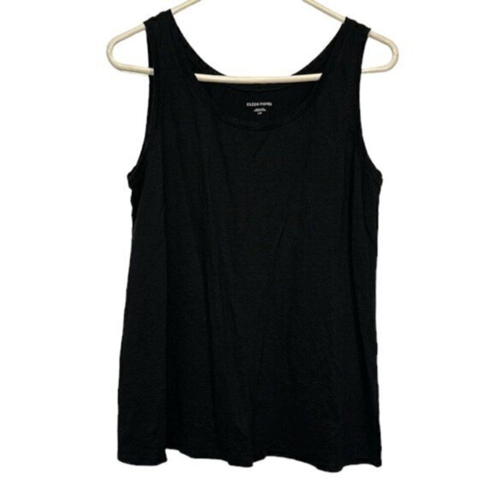 Women's Eileen Fisher Black Sleeveless Blouse Tank Top Size Large EUC #CA-2428